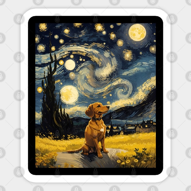 Starry Night Dachshund  Dog , Van Gogh Dachshund Art Sticker by VisionDesigner